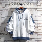 帅气长袖 SOINKU巨好看 初冬白色加绒加厚连帽卫衣男学生韩版 上衣