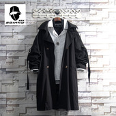 soinku2025新款 中长款 风衣外套男秋初冬青少年加绒棉衣机能风大衣