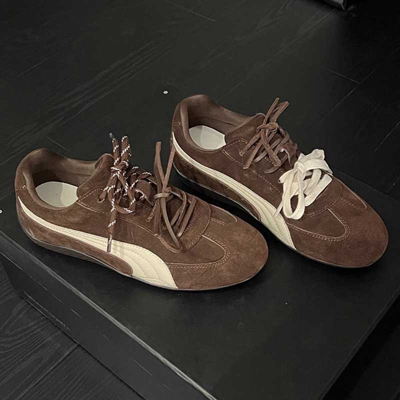 【sheii苏茵茵】韩区博主~复古系带真皮低帮休闲鞋女德训鞋赛车鞋