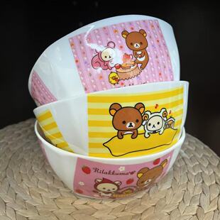 rilakkuma轻松熊四方汤碗日本可爱卡通泡面碗拌钣陶瓷碗沙拉大碗