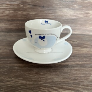 原单陶瓷马克杯咖啡杯碟小象杯200毫升碟14cm卡通杯子韩国ins