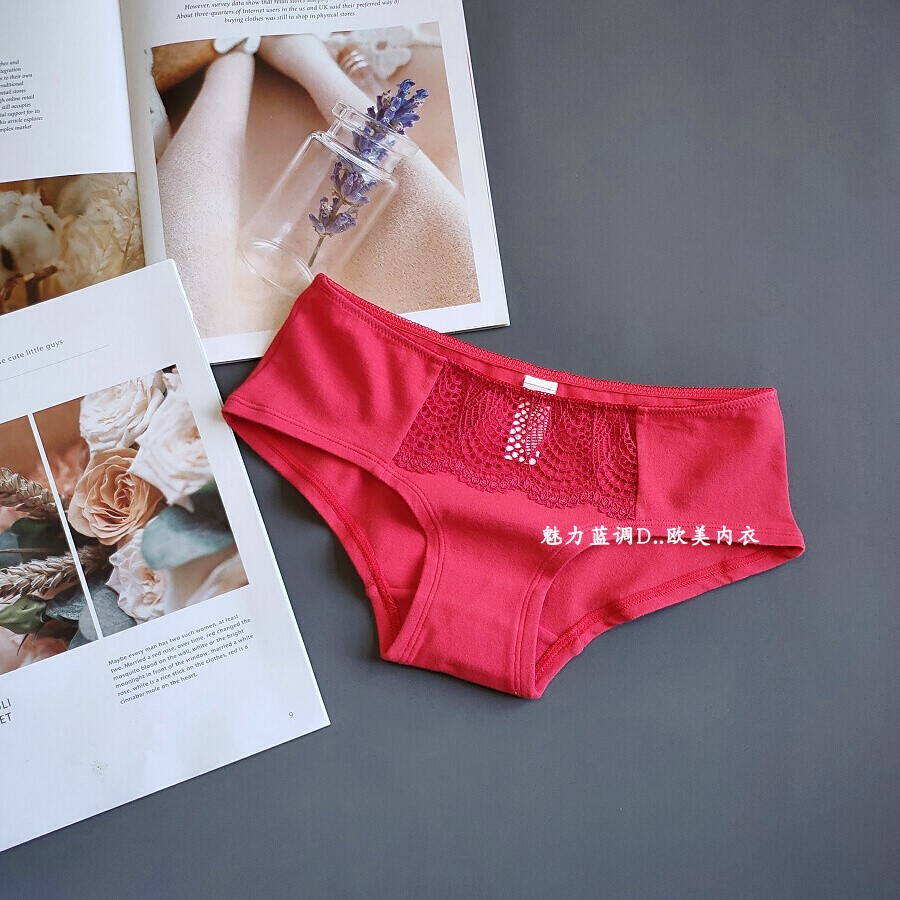 三90-105斤 西班牙WS红色本命新年棉质低腰女三角裤宽边包臀内裤