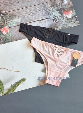 三95-150斤 西班牙FSP粉网纱黑色透明内裤性感中低腰女半臀三角裤