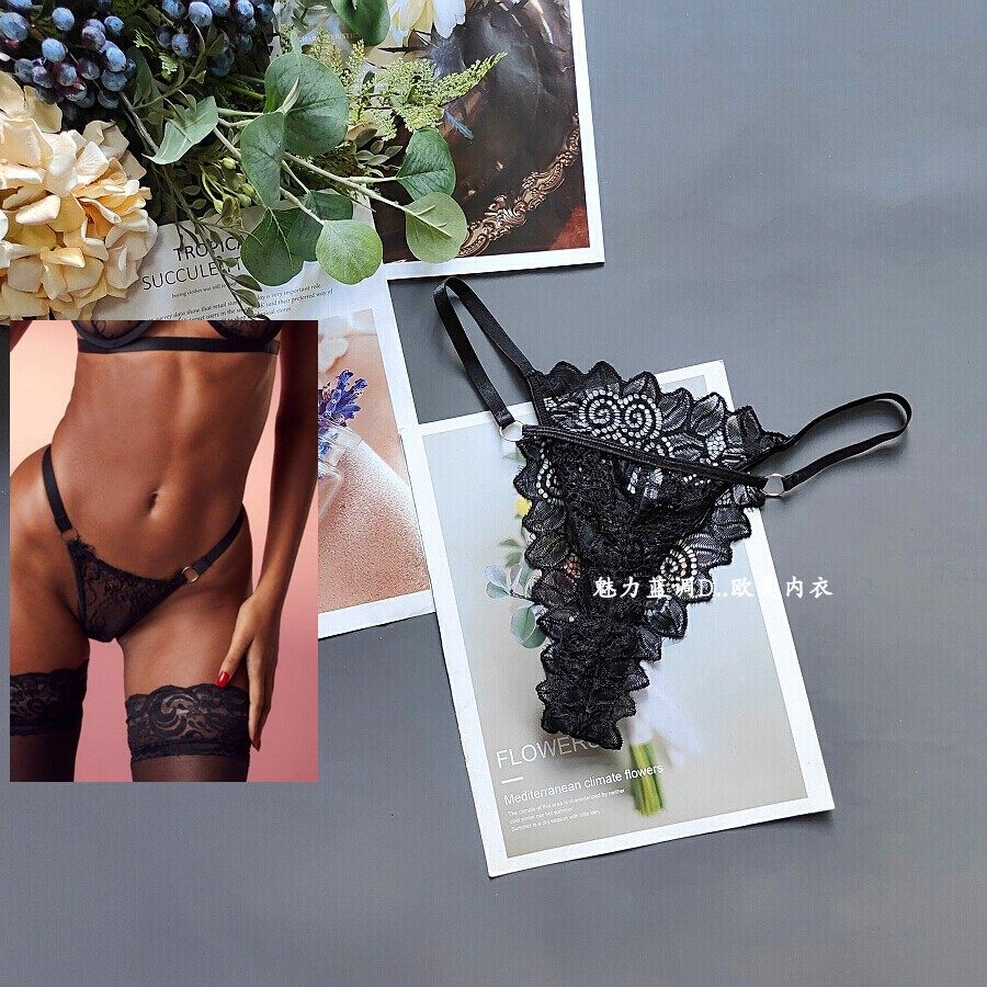三120-135斤美国TOP黑色镂空蕾丝性感低腰女细带半臀三角丁字T裤,女士内衣/男士内衣/家居服,女丁字裤,淘宝优惠券,粉丝福利购,淘宝优惠卷