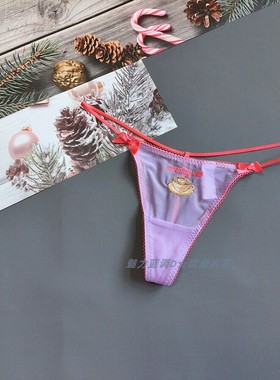三85-155斤 澳洲BN芋紫色透明网纱刺绣T裤性感低腰女细带丁字裤