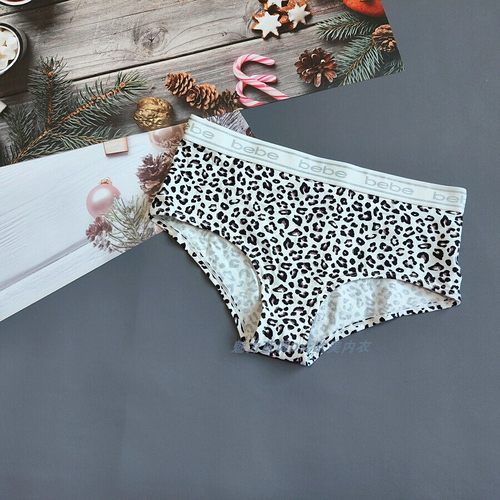 三100-125斤 墨西哥BEBE黑白色豹纹95%棉质内裤中腰女包臀平角裤