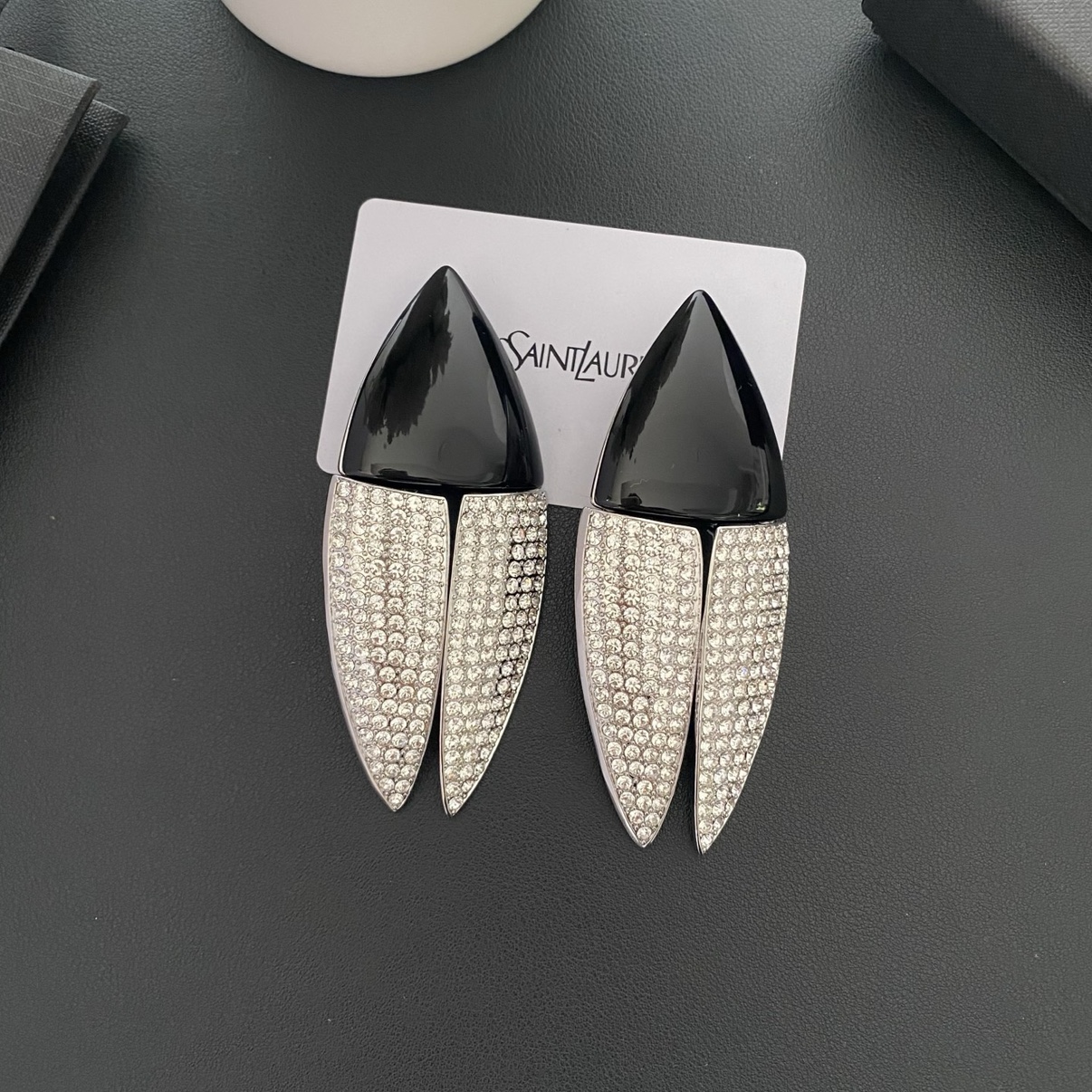 【浮夸风】超大银黑几何甲虫耳夹无洞耳环走秀御姐风耳饰气场强大