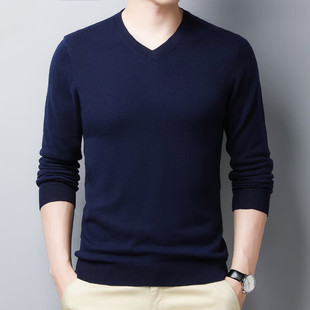 商务休闲V领打底羊毛衫 Yiliton 依立腾100%绵羊毛中年男士