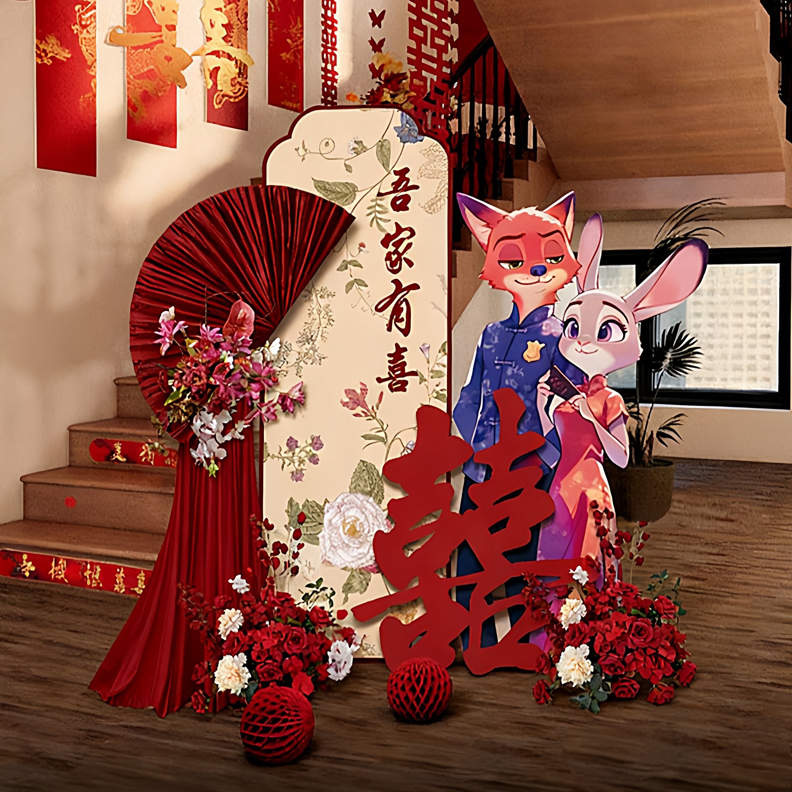 女方婚房布置套装kt板娘家简单大方朱迪尼克兔子狐狸晨袍拍照背景,节庆用品/礼品,婚房装扮用品,淘宝优惠券,粉丝福利购,淘宝优惠卷