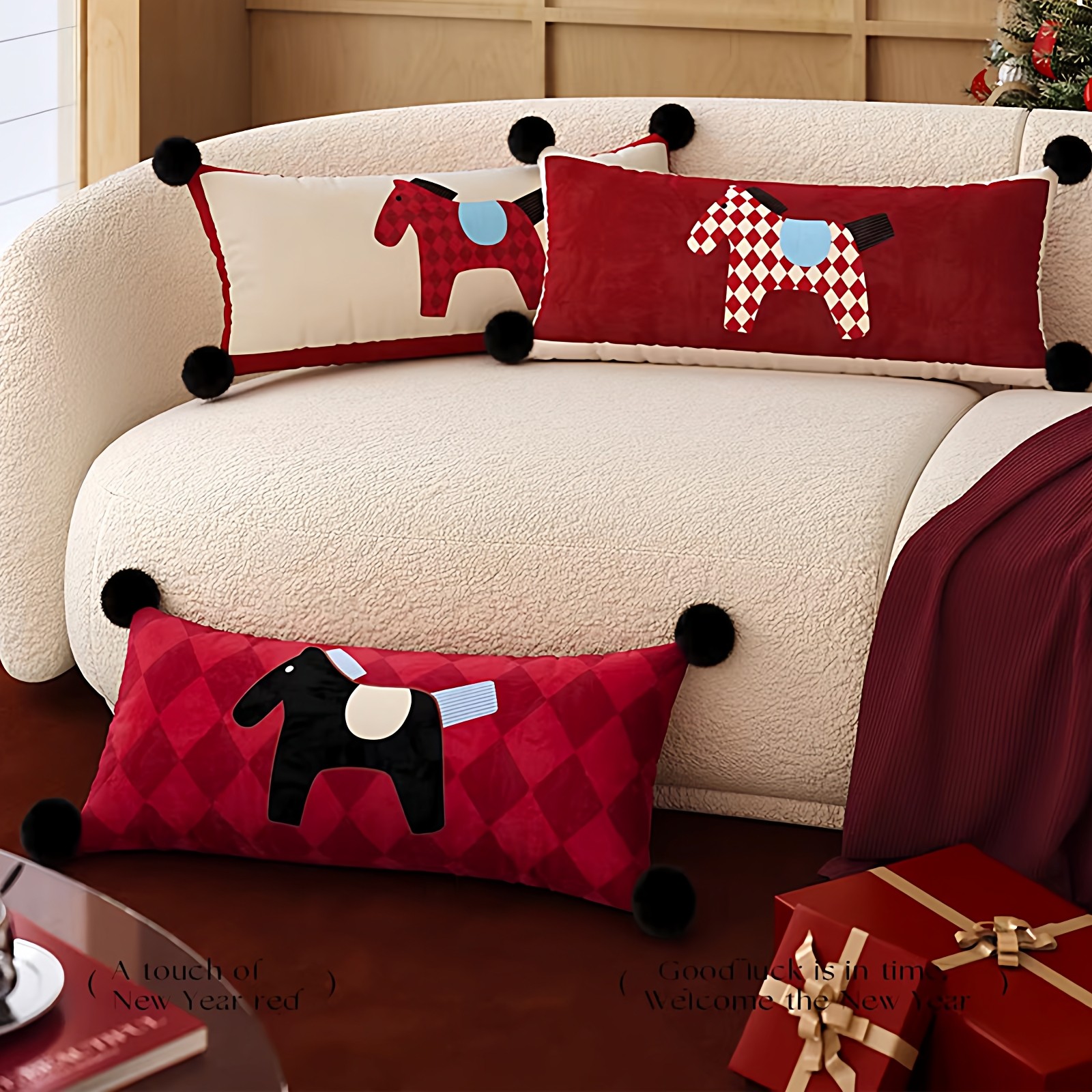 2026马来有福新年红色长条抱枕靠枕卡通可爱风卧室床上可夹腿靠垫,居家布艺,抱枕被,淘宝优惠券,粉丝福利购,淘宝优惠卷