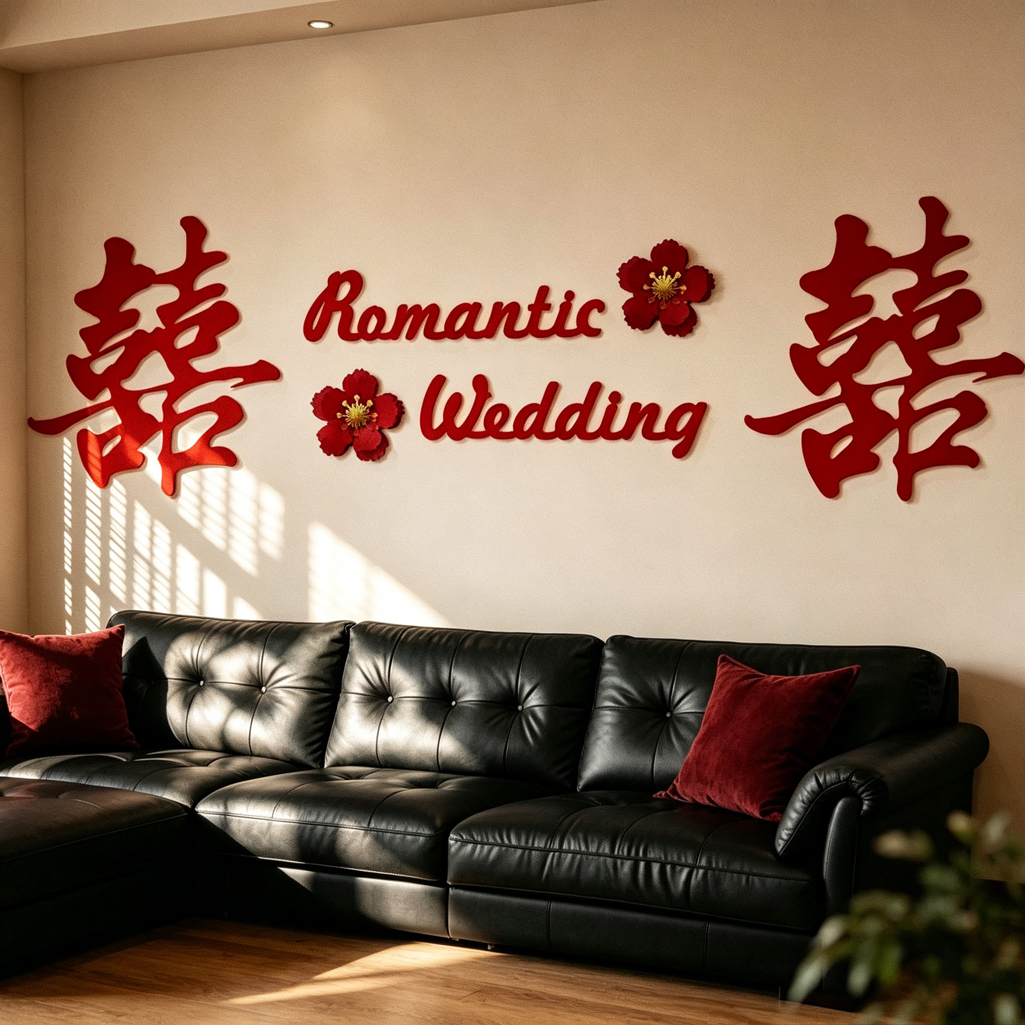 婚房布置结婚新房喜字套装男女方客厅卧室沙发背景墙喜字贴婚礼囍
