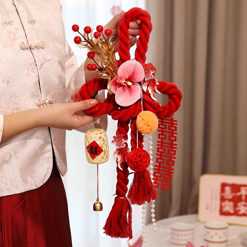婚房装饰万字结挂饰结婚用品门把手婚礼卧室装扮客厅新房布置喜字