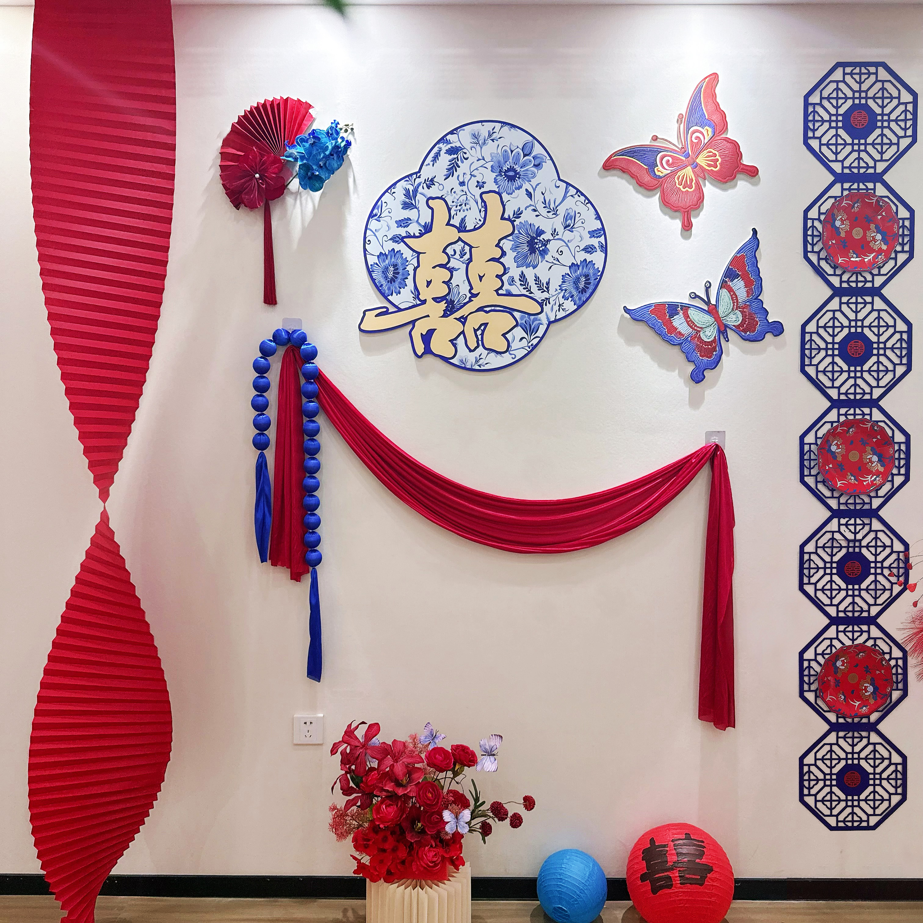 婚房布置套装喜字kt板拉花背景墙