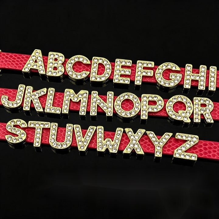 【8MM 10MM金色字母】DIY水钻字母字母车牌号钥匙扣挂件手链配件
