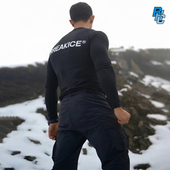 BKCXZICE破冰LU家鲨鱼纹无缝运动健身衣跑步训练速干紧身长袖 T恤