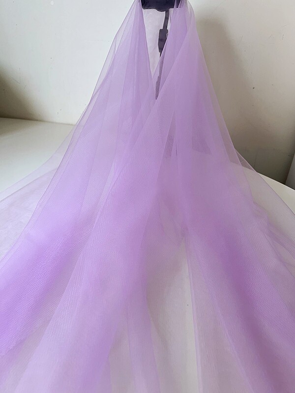 紫色网纱紫罗兰布料新娘头纱婚纱礼服服装里衬面料舞台背景装饰