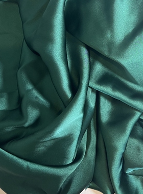 红色军绿色仿真丝醋酸锻面布料透气丝滑垂坠礼服吊带裙富贵锻时装