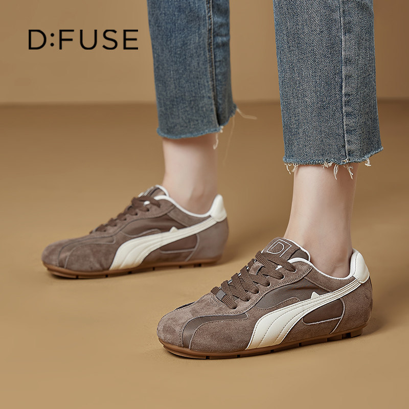 DFuse迪芙斯2026春季复古拼接德训鞋女新款轻便软底百搭休闲女鞋