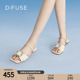 方头钻扣低跟两穿凉鞋 DFuse迪芙斯夏季 女DF32110360 拖鞋 新款