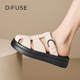 DFuse迪芙斯夏季 女厚底潮流透气外穿休闲女拖鞋 新款 包头搭扣拖鞋