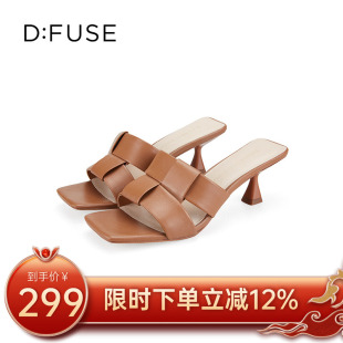 Dfuse精致编织艺术猫跟复古凉拖鞋DF42110172