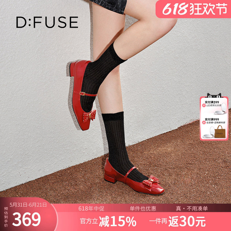 【博主同款】Dfuse迪芙斯2025春新款甜酷铆钉蝴蝶结小皮鞋玛丽珍