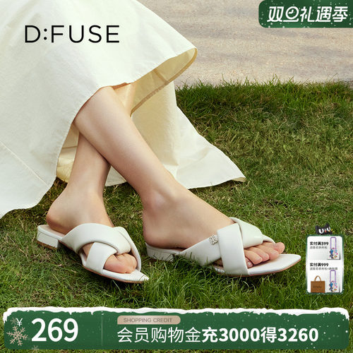 粗跟泡棉凉拖鞋女dfuse