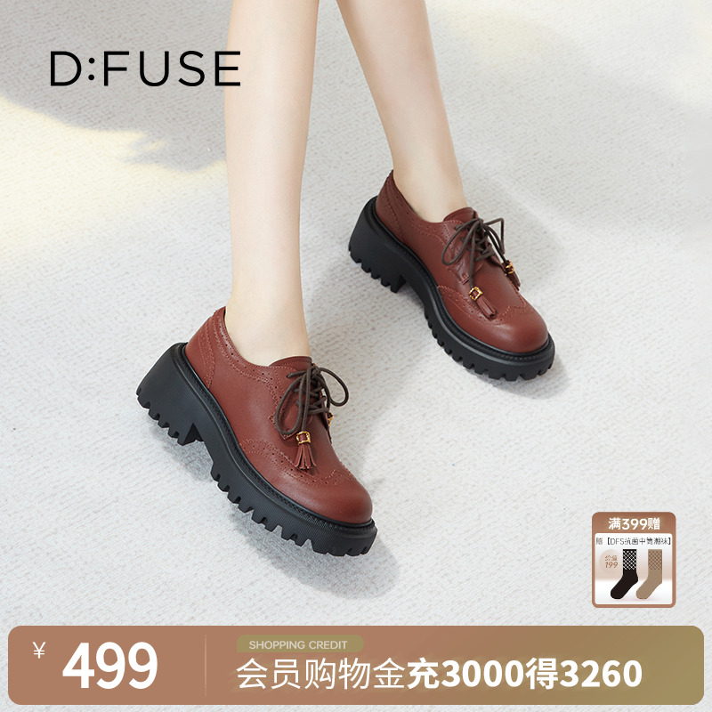 复古流苏扣绑带乐福鞋