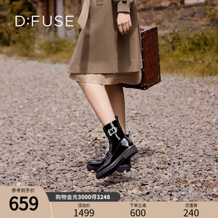 Dfuse冬季 英伦风钻扣绑带马丁靴短靴DF34116210 时尚 款