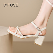 绝美凉鞋 外穿女2026新款 夏季 DFuse迪芙斯法式 气质名媛一字带凉鞋