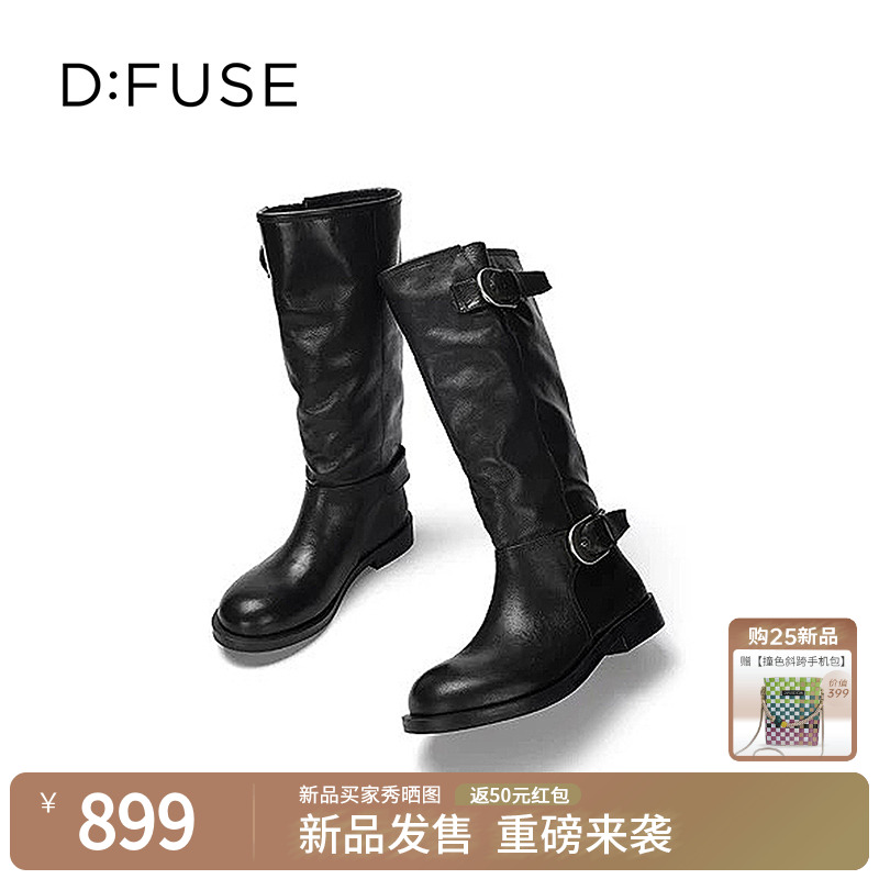 新款一脚蹬高筒骑士靴