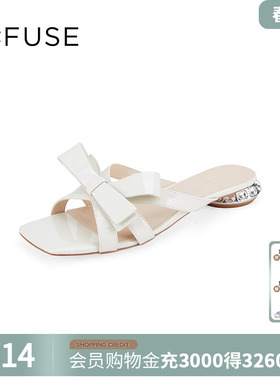 Dfuse迪芙斯2026春夏款简约舒适蝴蝶结方头银色凉拖鞋DF42110111