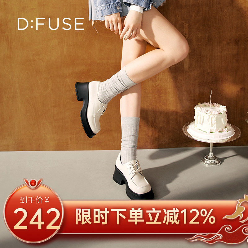 Dfuse迪芙斯2026春季新款牛皮甜酷Y2K厚底高跟德比鞋
