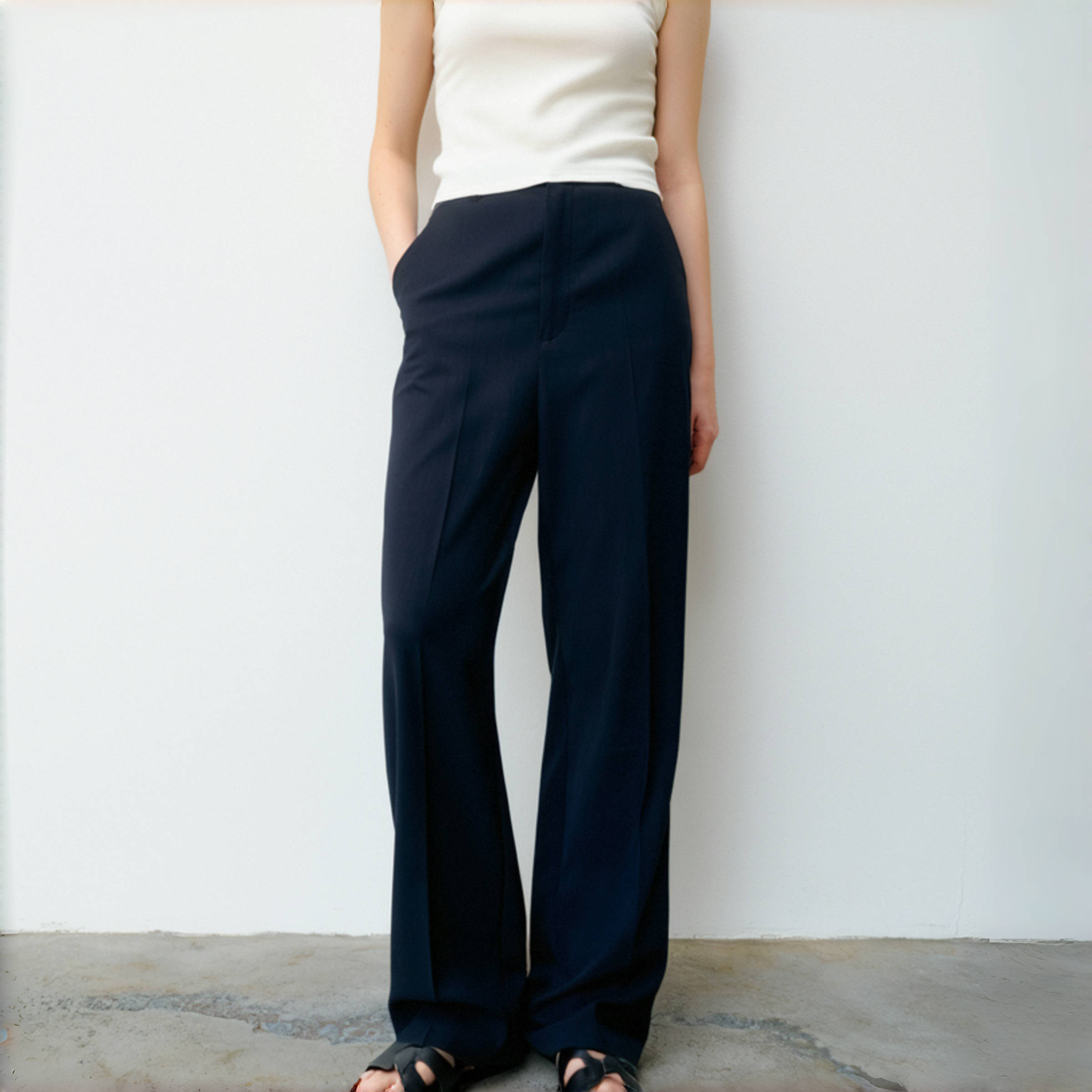 美式高腰直筒休闲裤女洋气长裤子