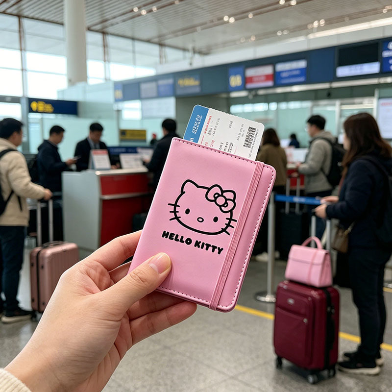 朗乐奇PU卡通多层旅行证件包