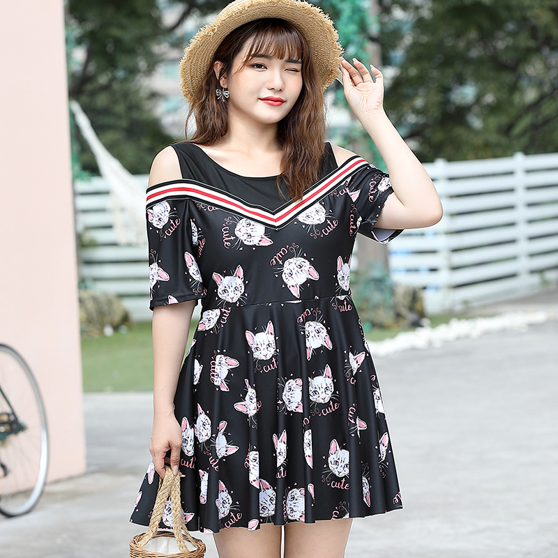 加肥大码泳衣女胖mm200斤连体遮肚显瘦宽松250斤保守泡温泉游泳装