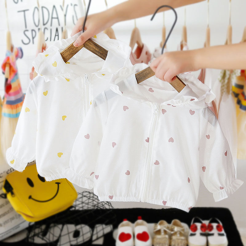 및 아동용 자외선 차단 의류 세련되고 얇고 통기성이 있으며 자외선 차단 자외선 차단 의류 여아용 피부 의류 에어컨 의류 재킷