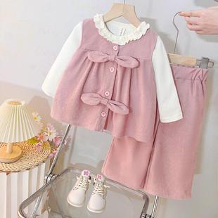 女童套装春秋季韩版婴儿女宝宝洋气时髦韩版儿童小香风公主两件套
