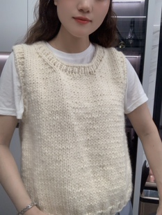 《阿林handmade》小白马甲粗棒针手工编织羊驼绒线材料包含教程