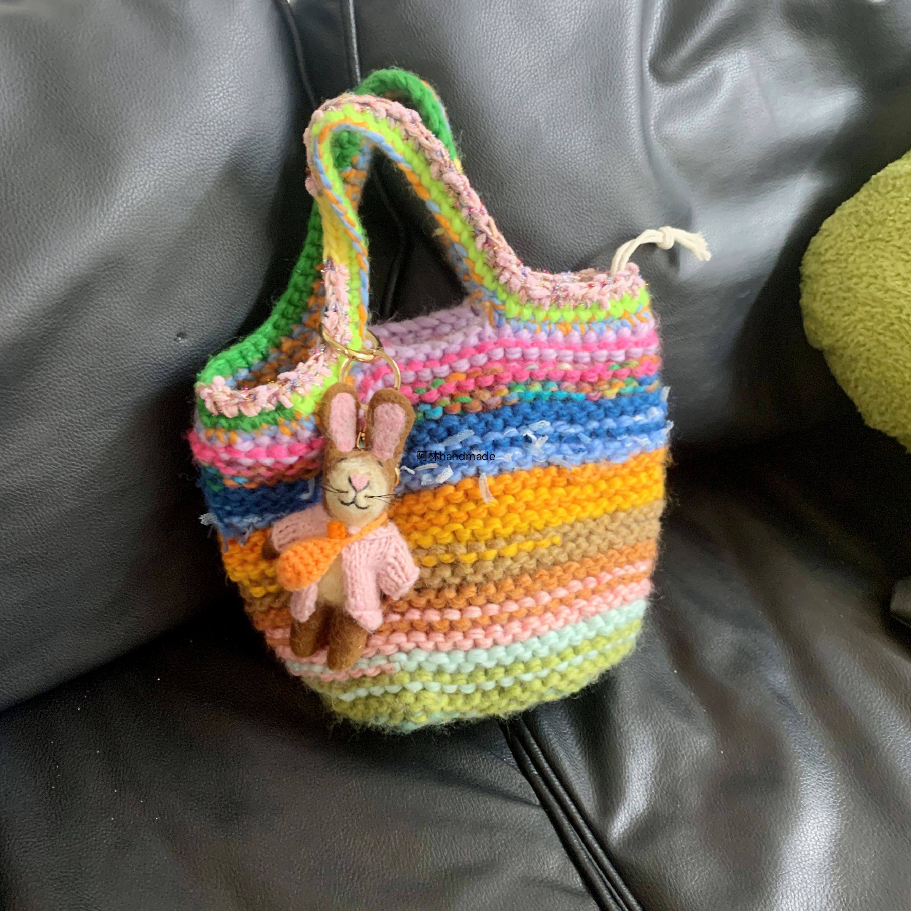 阿林handmade小众设计spring棒针编织手拎包包材料包,服饰配件/皮带/帽子/围巾,毛线,淘宝优惠券,粉丝福利购,淘宝优惠卷