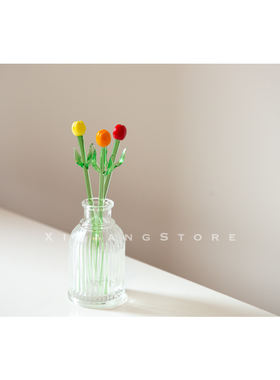 玻璃郁金香花束日本可爱风摆件