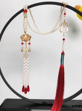 女士宫廷长款古风项链百搭牡丹锁