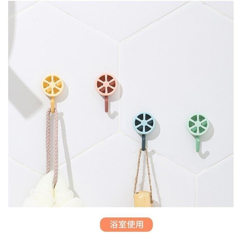宿舍钥匙粘胶贴柠檬挂钩北欧风粘钩创意粘墙收纳筐厨房水果学生