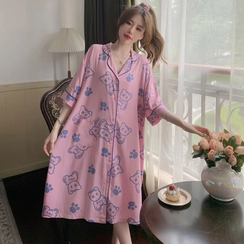 棉绸夏季开衫睡裙家居服特价