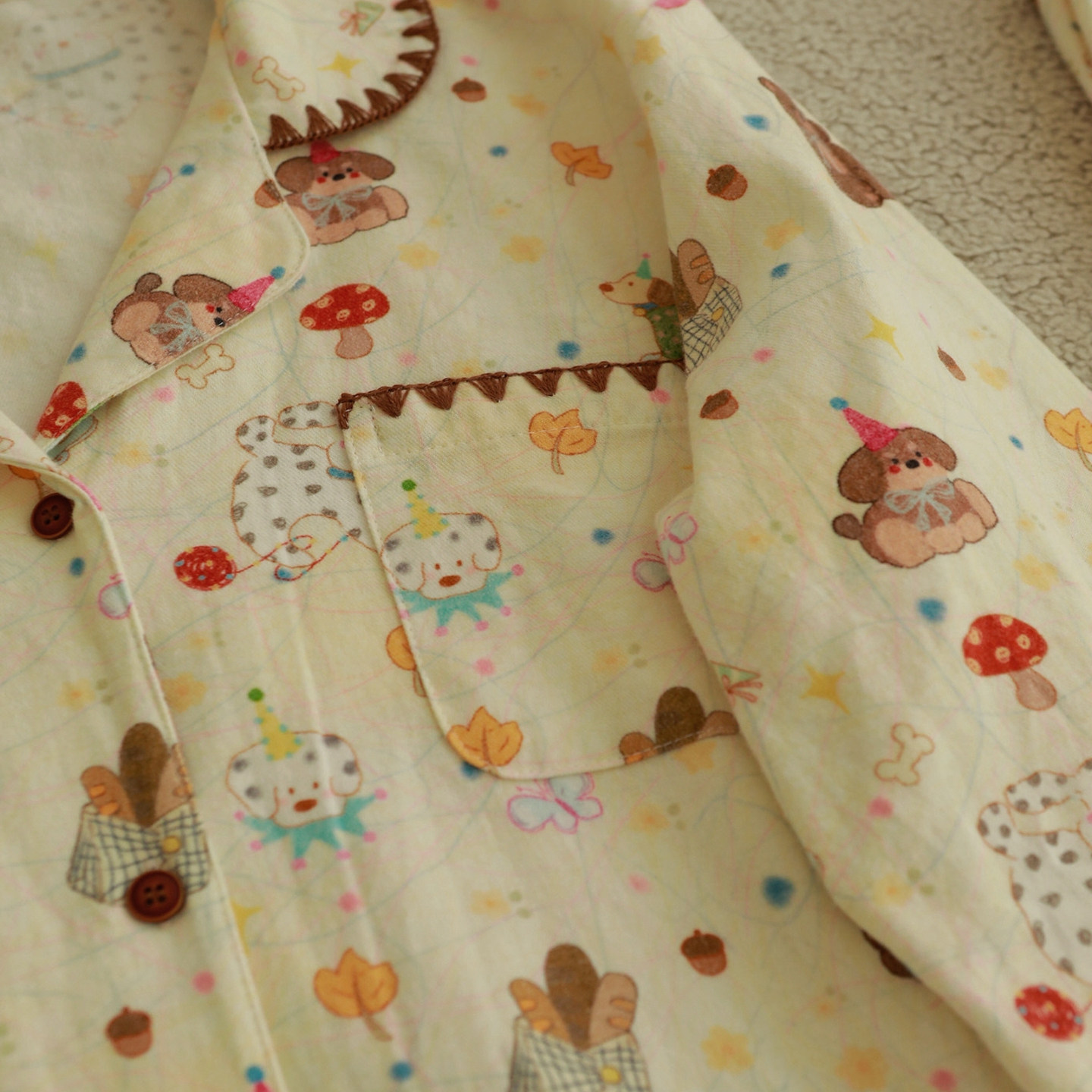 软糯亲肤卡通可爱秋冬女棉睡衣套