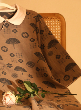 清仓特价捡漏纯棉复古双面提花长袖纱布翻领睡裙春秋女家居服睡衣