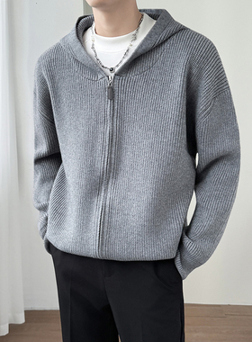 模特图~2025秋冬连帽重磅针织开衫外套毛衣 K2558/P78