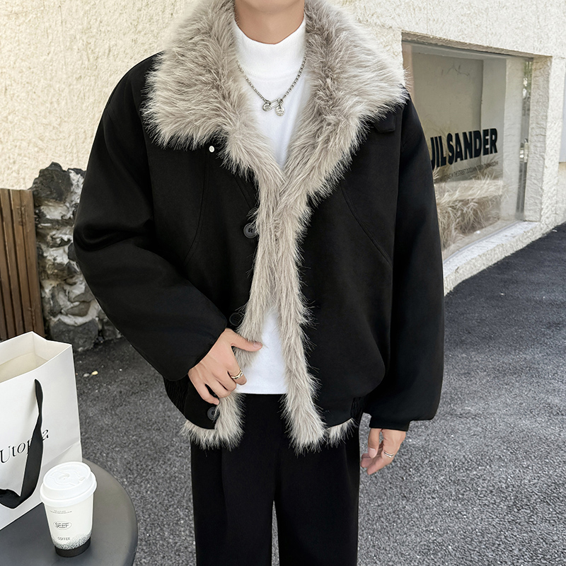 模特图~冬季抖音爆款麂皮绒座山雕加厚棉衣外套 E027/P138