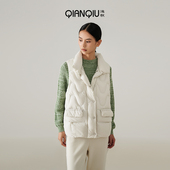 新款 浅秋小立领纯色羽绒马甲背心保暖短款 外套女2024冬季 9B41103