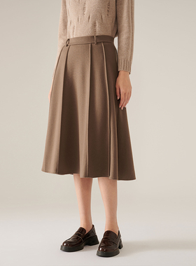 浅秋女装秋冬新品美拉德色系法式优雅伞裙毛呢半身裙10B31802